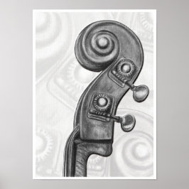 Bass Headstock in Charcol Music Art Print Poster