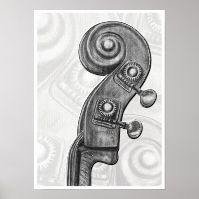 Bass Headstock in Charcol Music Art Print Poster (Framsidan)