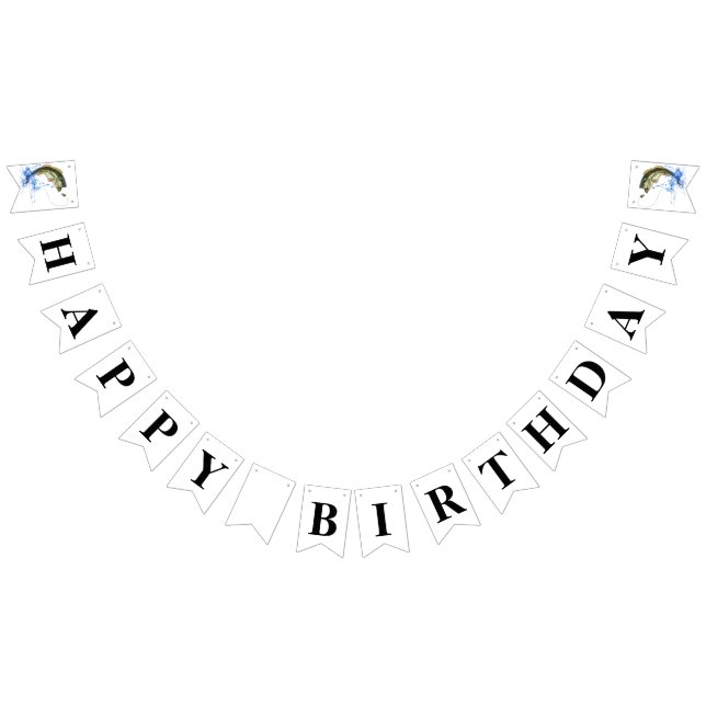 Bass Jumping Fishing Grattis på födelsedagen Vimplar (Alla)