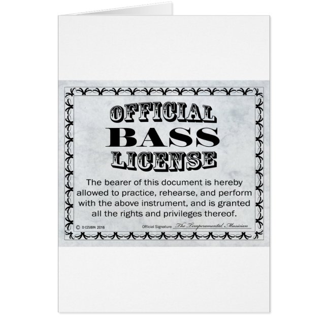 Bass-licens Hälsningskort (Framsidan)
