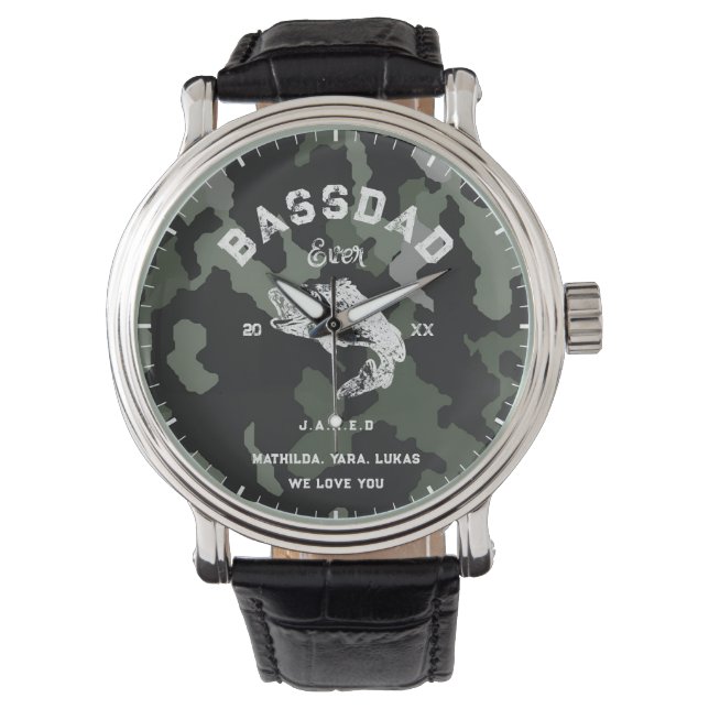BASS PAPPA NÅGONSIN Fars dag Camouflag Armbandsur (Framsida)