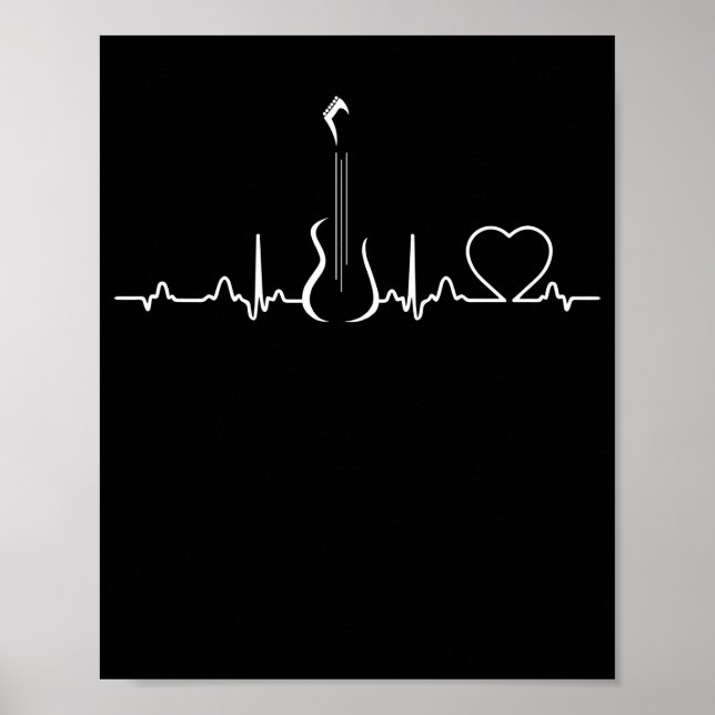 Bass Player Bass Guitar Heartslag Music Instrument Poster (Framsidan)