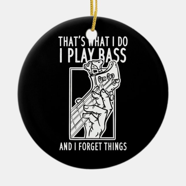 Bass Player Bass Guitar Julgransprydnad Keramik (Framsidan)