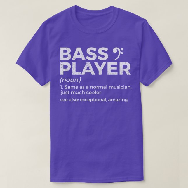 Bass Player-definitionsstöd för musiker med lång l T Shirt (Design framsida)