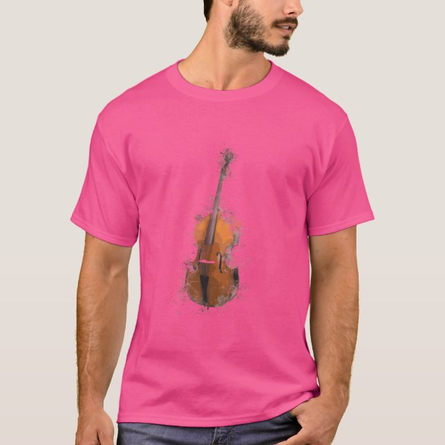 Bass Player-gåva UPRIGHT BASS Splatter Effect frie T Shirt (Framsida)