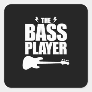 Bass Player Guitar Spela Music Musician Guitaris Fyrkantigt Klistermärke