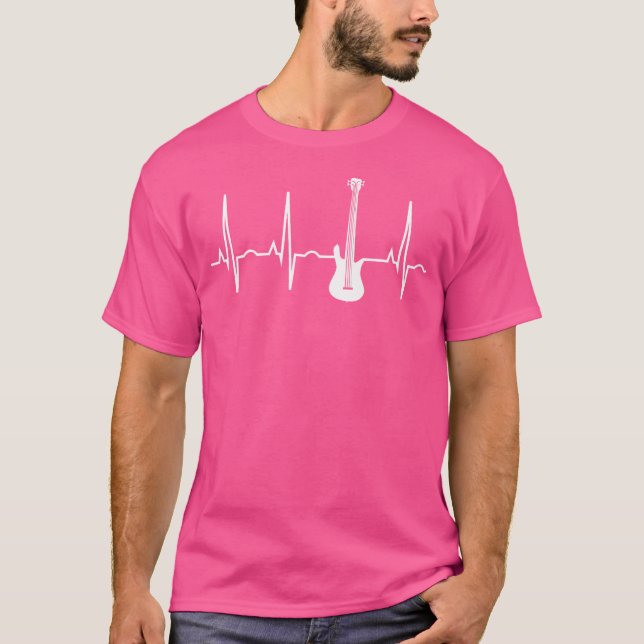 Bass Player Shirt - Bass Guitar Player Heartslag T Shirt (Framsida)