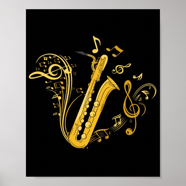 Bass Saxophone Player Orchestra Bass Saxophone Poster (Framsidan)