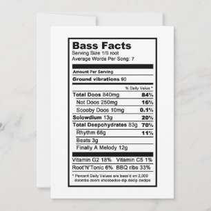Bass singer "Näringsinformationsetikett" Kort