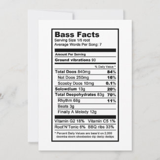 Bass singer "Näringsinformationsetikett" Kort