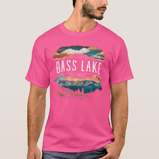 Bass Sjö bergen Kalifornien som gömmer utomhus Vin T Shirt (Framsida)