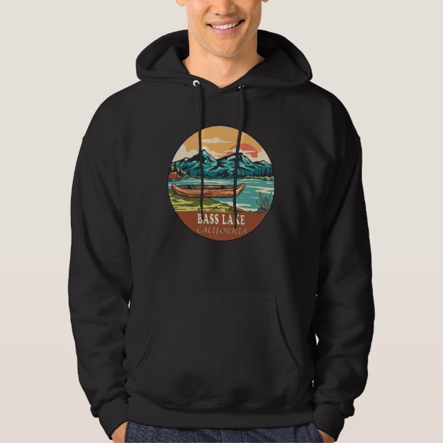 Bass Sjö California Boating FishEmblem Hoodie (Framsida)