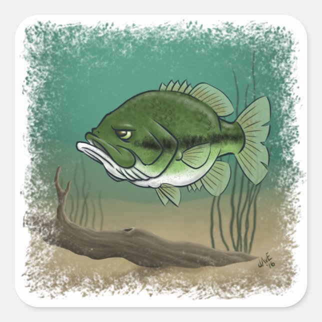 Bass Stickers Fyrkantigt Klistermärke (Framsida)