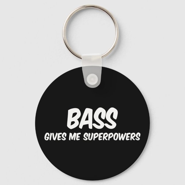 Bass Superpower Funny Superhjälte Music Nyckelring (Framsida)