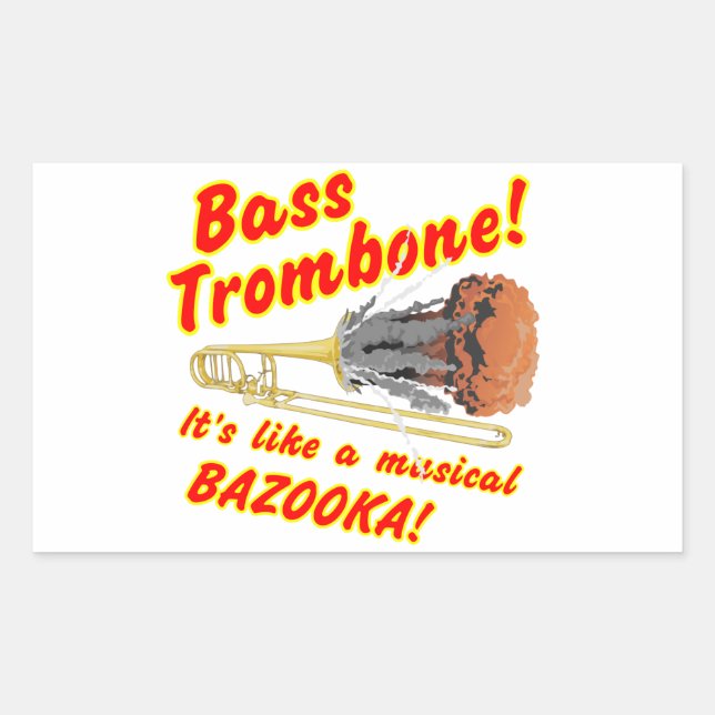 Bass Trombone Musical Bazooka Rektangulärt Klistermärke (Framsida)