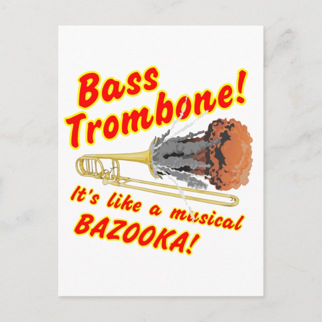 Bass Trombone Musical Bazooka Vykort (Framsida)