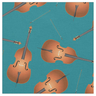 Bass Upright Jazz Music Musician Room Decor Teal Tyg