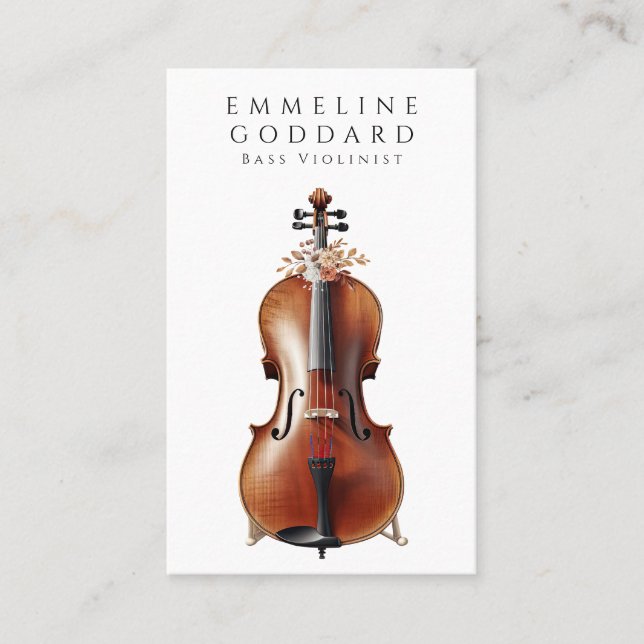 Bass Violin Music Teacher Musician Visitkort (Framsida)