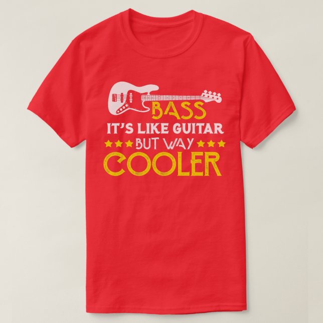 Bassa som en gitarr, men som en kooler musiker t shirt (Design framsida)