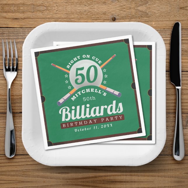 Bassäng 50:e Födelsedagsfesten Pappersservett (Pool Billiards 50th Birthday Party Napkins
)