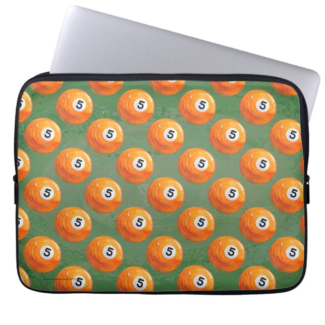 Bassäng 5 Boll Paskriven Mönster Laptop Sleeve (Framsidan)