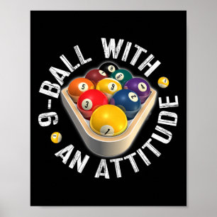 Bassäng 9 Boll med ett Attitydsjöfart Poster