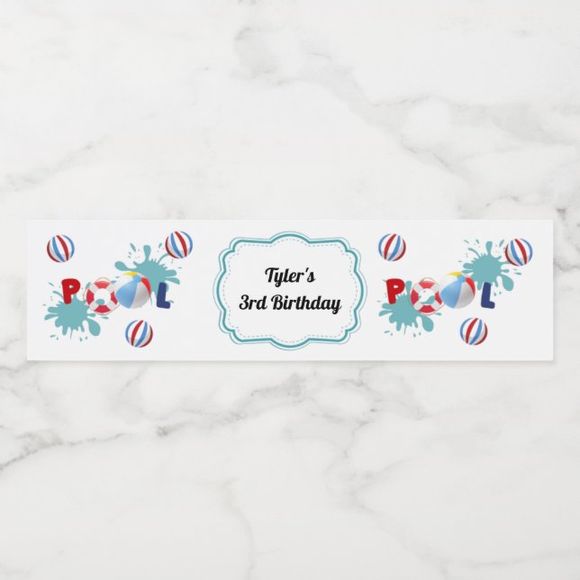 Bassäng Beach Boll Party Vattenflaska-etikett Vattenflaskor Etikett (Singel etikett)