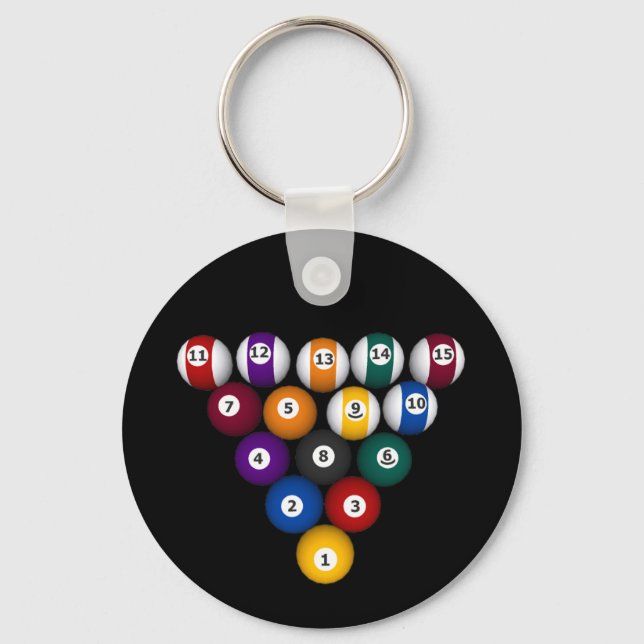 Bassäng: Billiard Bollar: Billiards: Keychain Nyckelring (Framsida)
