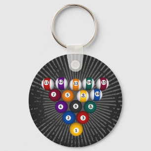 Bassäng: Billiard Bollar: Billiards: Keychain Nyckelring