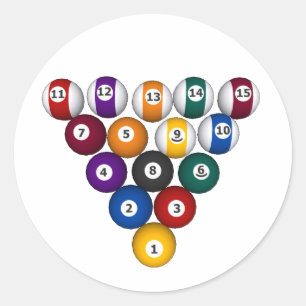 Bassäng: Billiard Bollar: Billiards: Runt Klistermärke