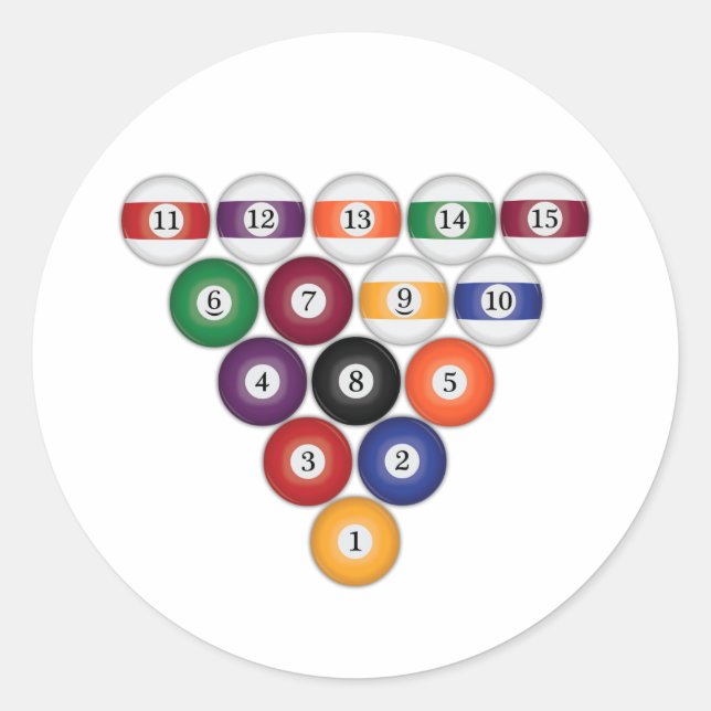 Bassäng/Billiard Bollar: Billiards: Runt Klistermärke (Framsida)