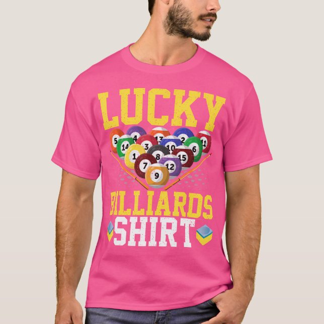 Bassäng Billiard Player Lucky Billiards T Shirt (Framsida)