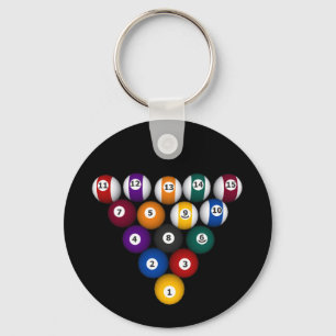 Bassäng: Billiardbollar: Biljard: Keychain Nyckelring