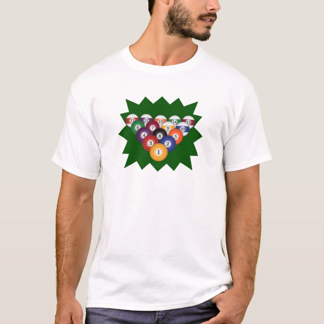Bassäng-/Billiardbollar: Biljard: T-tröja Tee (Framsida)