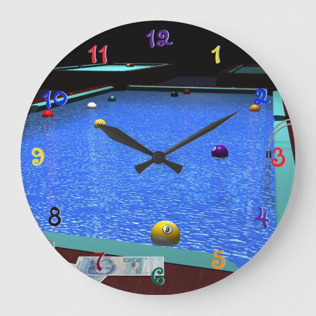 Bassäng Billiards Acrylic Wall Clock Stor Klocka (Framsida)