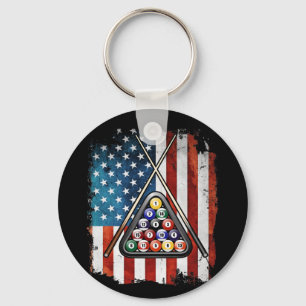 Bassäng Billiards American Flagga Nyckelring