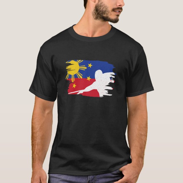 Bassäng Billiards Flagga för Filipinos och Filipin T Shirt (Framsida)