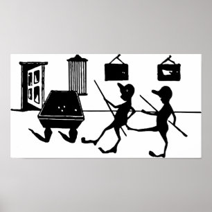 Bassäng Billiards Game Man Cheating-illustration A Poster