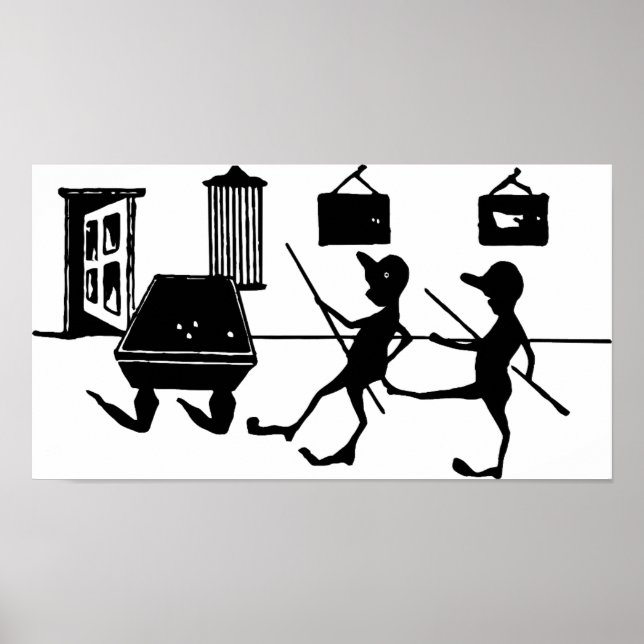 Bassäng Billiards Game Man Cheating-illustration A Poster (Framsidan)