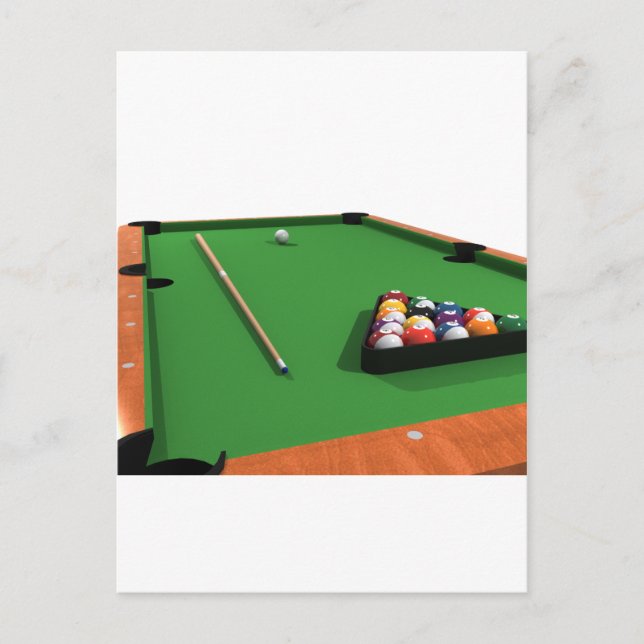 Bassäng Bollar om Grönt Felt Billiards Bord: Vykort (Framsida)