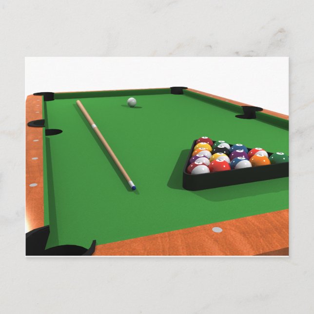 Bassäng Bollar om Grönt Felt Billiards Bord: Vykort (Framsida)