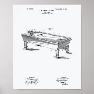 Bassäng Bord 1901 Patent Art White Papper Poster