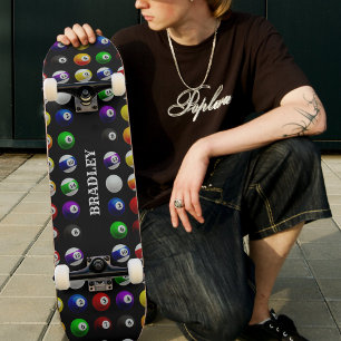 Bassäng Bord Billiard Bollar Mönster Black Mini Skateboard Bräda 18,5 Cm