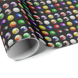 Bassäng Bord Billiard Bollar Mönster Black Presentpapper