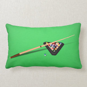 Bassäng Bord Cue Stick och Bollar Lumbarkudde