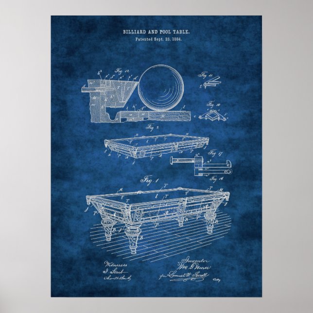 "Bassäng Bord Patent Art #5 Game Room Wall Art Poster (Framsidan)