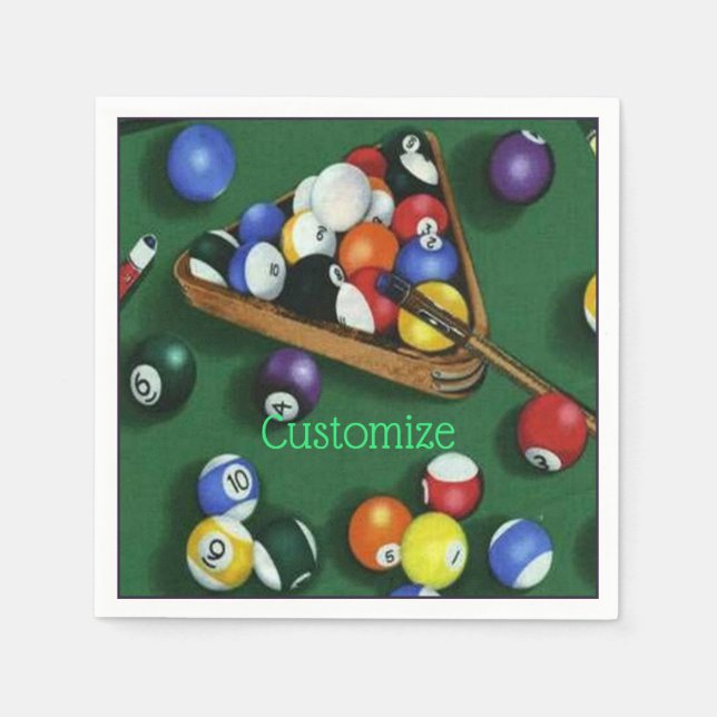 Bassäng Break Billiards Theme Napkins Pappersservett (Framsidan)
