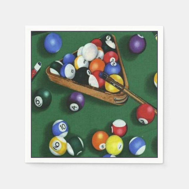Bassäng Break Billiards Theme Napkins Pappersservett (Framsidan)