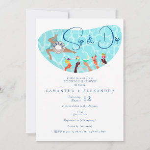 Bassäng Coola Frukt Cocktail Sip & Dip Par Shower Inbjudningar