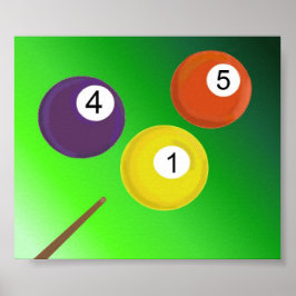 Bassäng Cue och Billiard Bollar Poster